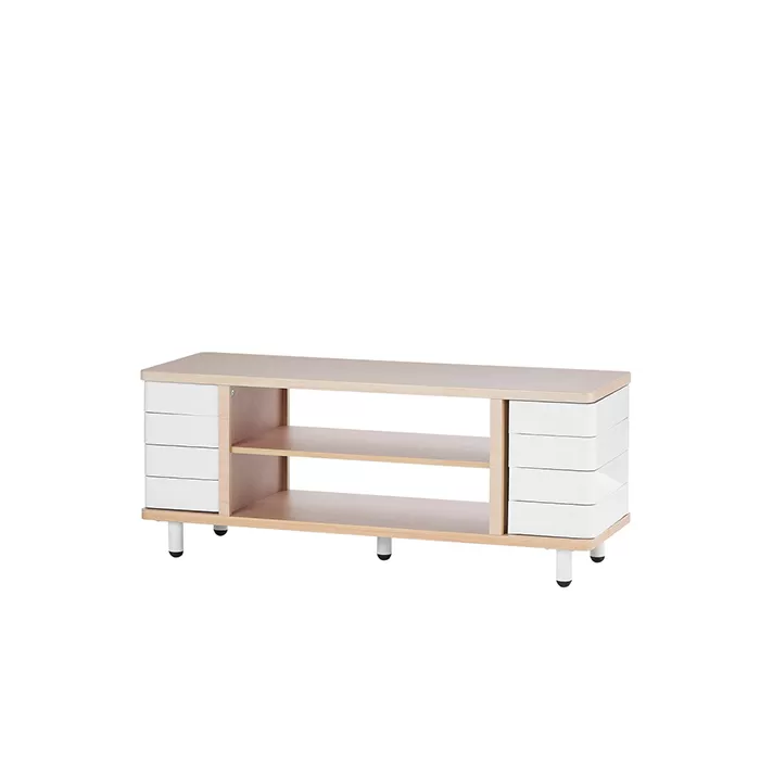 Soporte de TV de madera HEXA con gabinete y estantes