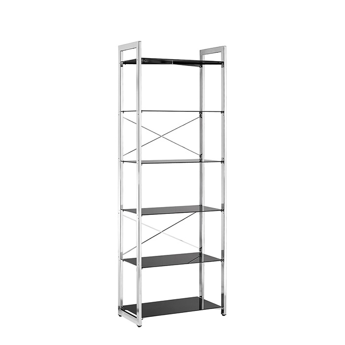 glass shelf bookcase, steel frame bookcase, bookcase manufacturer