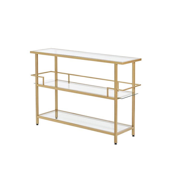 52" Wide Bar shelf in golden frame and Clear glass