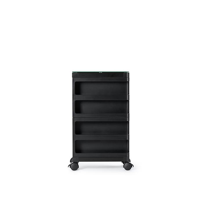 Glass Top Mobile Storage Cart With Six Drawers