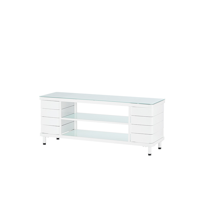 HEXA Glass Top TV stand with cabinet and Shelves