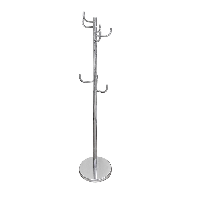 Cactus Shape Floor Stand Clothes and Hat Rack with 8 Hooks (Chrome finish)